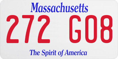 MA license plate 272GO8