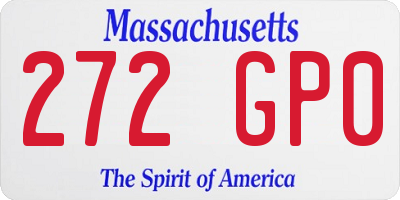 MA license plate 272GP0