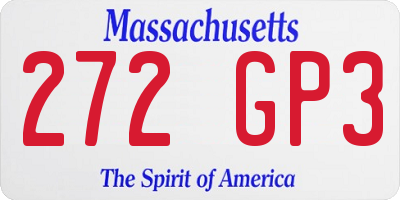 MA license plate 272GP3