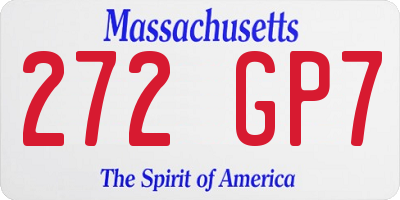MA license plate 272GP7