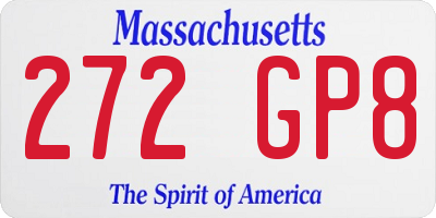 MA license plate 272GP8