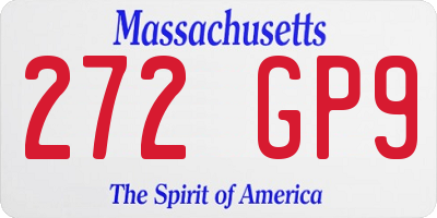 MA license plate 272GP9