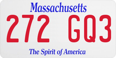 MA license plate 272GQ3