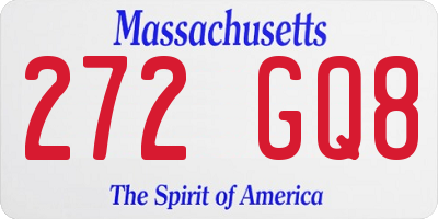 MA license plate 272GQ8