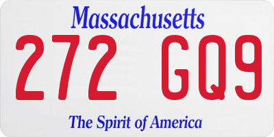 MA license plate 272GQ9