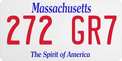 MA license plate 272GR7