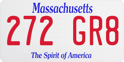 MA license plate 272GR8
