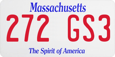 MA license plate 272GS3