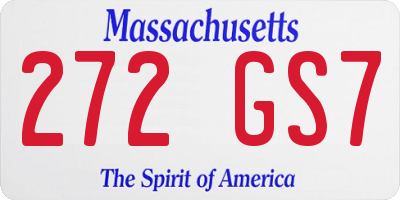 MA license plate 272GS7