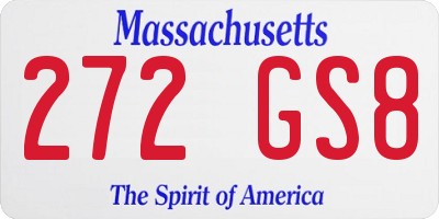 MA license plate 272GS8
