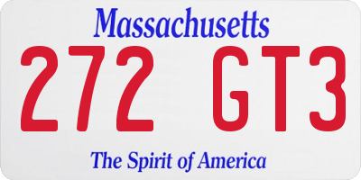 MA license plate 272GT3