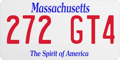 MA license plate 272GT4