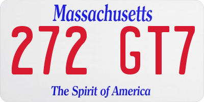 MA license plate 272GT7
