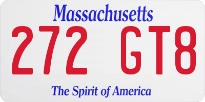 MA license plate 272GT8