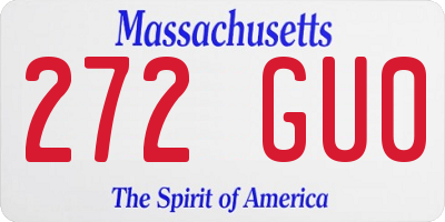 MA license plate 272GU0