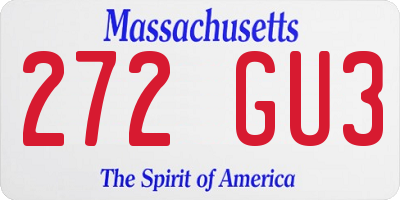 MA license plate 272GU3