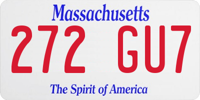 MA license plate 272GU7