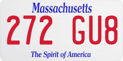 MA license plate 272GU8