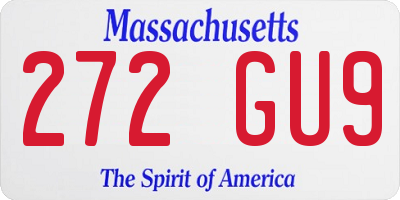 MA license plate 272GU9