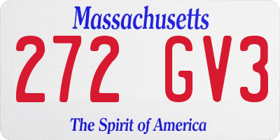 MA license plate 272GV3