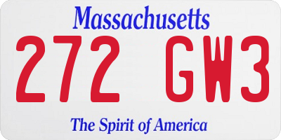 MA license plate 272GW3
