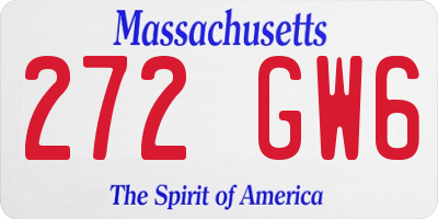 MA license plate 272GW6
