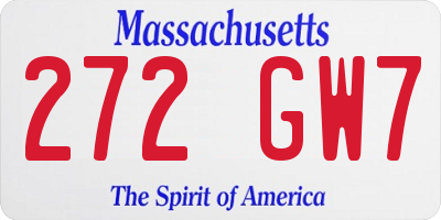 MA license plate 272GW7