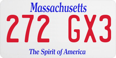 MA license plate 272GX3