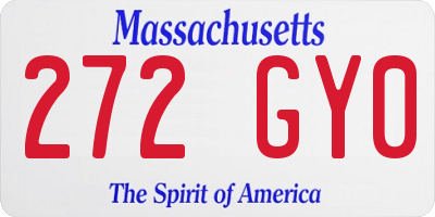 MA license plate 272GY0