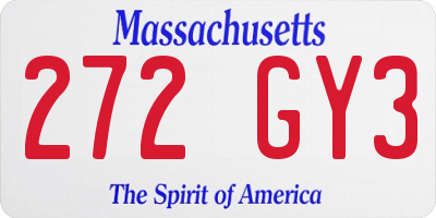 MA license plate 272GY3