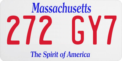 MA license plate 272GY7