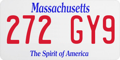 MA license plate 272GY9