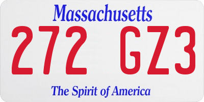 MA license plate 272GZ3