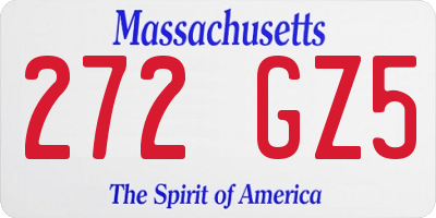 MA license plate 272GZ5