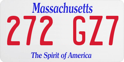 MA license plate 272GZ7