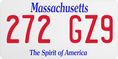 MA license plate 272GZ9