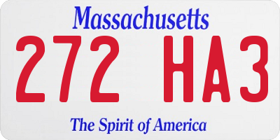 MA license plate 272HA3