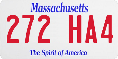 MA license plate 272HA4