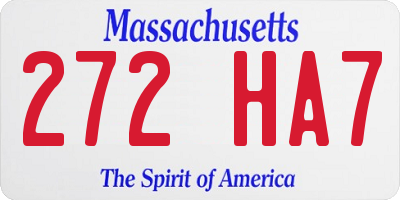 MA license plate 272HA7
