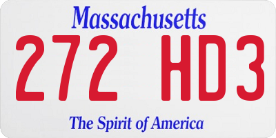 MA license plate 272HD3