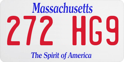 MA license plate 272HG9