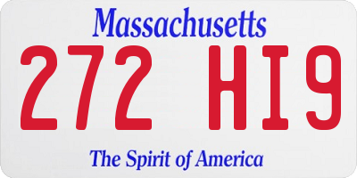 MA license plate 272HI9
