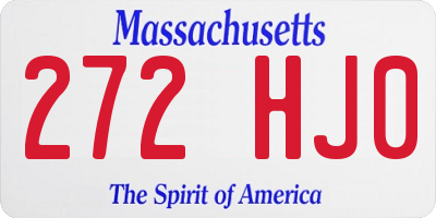 MA license plate 272HJ0