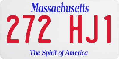 MA license plate 272HJ1