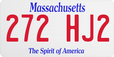 MA license plate 272HJ2