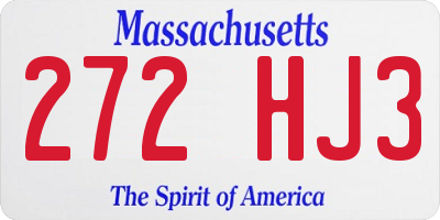 MA license plate 272HJ3