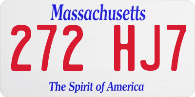 MA license plate 272HJ7