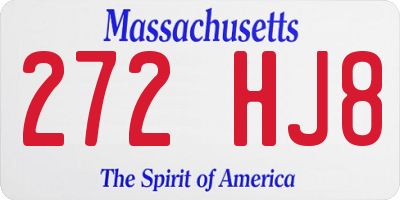 MA license plate 272HJ8