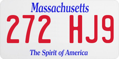 MA license plate 272HJ9