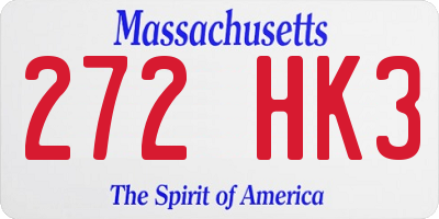 MA license plate 272HK3